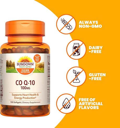 كبسولات هلامية Sundown CoQ10 100 ملغ، تدعم صحة القلب وإنتاج الطاقة الخلوية، 40 قطعة in Saudi Arabia