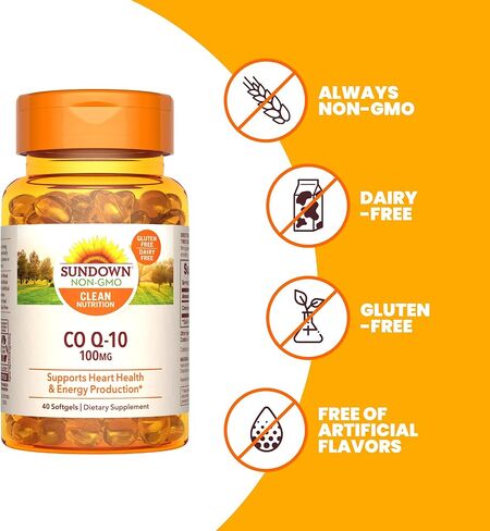 كبسولات هلامية Sundown CoQ10 100 ملغ، تدعم صحة القلب وإنتاج الطاقة الخلوية، 40 قطعة in Saudi Arabia