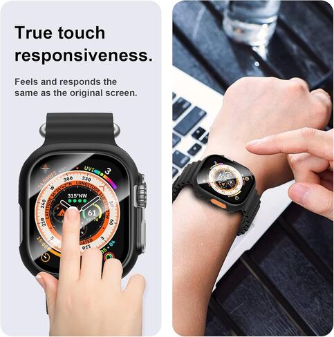 حافظة مكونة من 14 قطعة مع واقي شاشة من الزجاج المقوى لساعة Apple Watch Ultra 49 مم، غطاء حماية كامل من البولي كربونات الصلب عالي الدقة وممتص للصدمات رفيع للغاية لملحقات iWatch Ultra 49 مم in Saudi Arabia