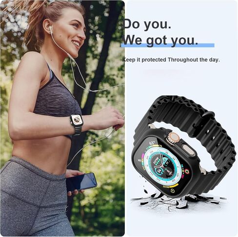 حافظة مكونة من 14 قطعة مع واقي شاشة من الزجاج المقوى لساعة Apple Watch Ultra 49 مم، غطاء حماية كامل من البولي كربونات الصلب عالي الدقة وممتص للصدمات رفيع للغاية لملحقات iWatch Ultra 49 مم in Saudi Arabia