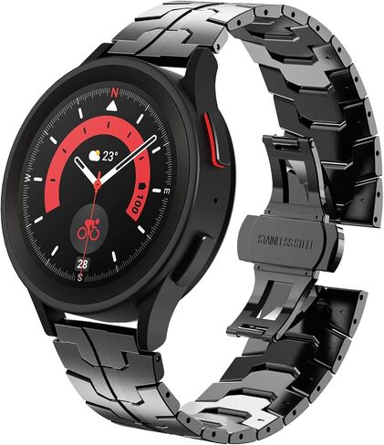 WINGLE for Galaxy Watch 5 Band Pro 45mm 44mm, Galaxy Watch 6 Band Classic 47mm 43mm 44mm 40mm, Samsung Galaxy Watch 4 Band Classic 46mm 42mm for Men Galaxy Watch 3/Gear S2 20mm Metal Bands, Black in Kuwait