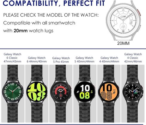 WINGLE for Galaxy Watch 5 Band Pro 45mm 44mm, Galaxy Watch 6 Band Classic 47mm 43mm 44mm 40mm, Samsung Galaxy Watch 4 Band Classic 46mm 42mm for Men Galaxy Watch 3/Gear S2 20mm Metal Bands, Black in Kuwait