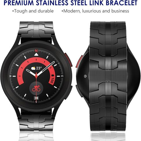 WINGLE for Galaxy Watch 5 Band Pro 45mm 44mm, Galaxy Watch 6 Band Classic 47mm 43mm 44mm 40mm, Samsung Galaxy Watch 4 Band Classic 46mm 42mm for Men Galaxy Watch 3/Gear S2 20mm Metal Bands, Black in Kuwait