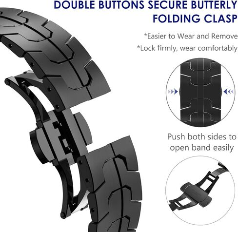WINGLE for Galaxy Watch 5 Band Pro 45mm 44mm, Galaxy Watch 6 Band Classic 47mm 43mm 44mm 40mm, Samsung Galaxy Watch 4 Band Classic 46mm 42mm for Men Galaxy Watch 3/Gear S2 20mm Metal Bands, Black in Kuwait