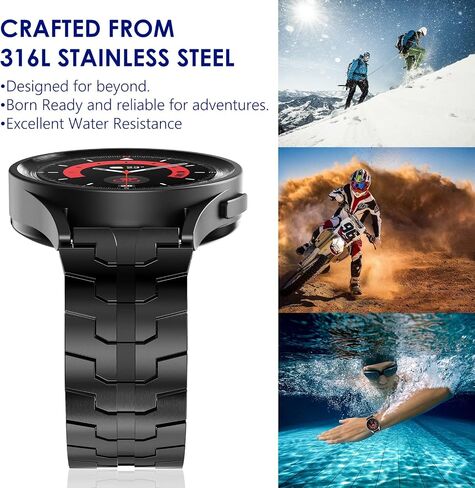 WINGLE for Galaxy Watch 5 Band Pro 45mm 44mm, Galaxy Watch 6 Band Classic 47mm 43mm 44mm 40mm, Samsung Galaxy Watch 4 Band Classic 46mm 42mm for Men Galaxy Watch 3/Gear S2 20mm Metal Bands, Black in Kuwait