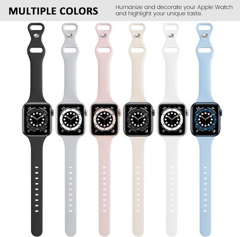 6 عبوات من الأربطة المتوافقة مع ساعة Apple Watch Slim Skinny Band 38mm 40mm 41mm 42mm 44mm 45mm 49mm، حزام بديل لأساور المعصم الرياضية من السيليكون الناعم لـ iWatch Ultra 2 Ultra SE Series 9 8 7 6 5 4 3 2 1 للنساء والرجال in Saudi Arabia