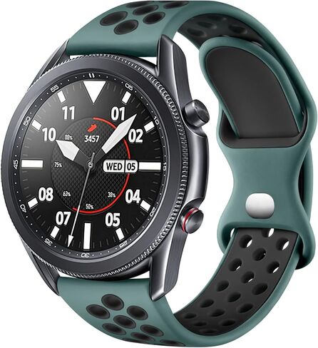 متوافق مع ساعة سامسونج 3 نطاقات 45 ملم/سوار ساعة جالاكسي 46 ملم/ساعة جير S3 فرونتير/ساعة كلاسيكية، سوار ساعة 22 ملم سريع التحرير من السيليكون المسامي للرجال، أسود/أسود، كبير in Kuwait