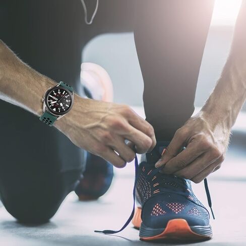 متوافق مع ساعة سامسونج 3 نطاقات 45 ملم/سوار ساعة جالاكسي 46 ملم/ساعة جير S3 فرونتير/ساعة كلاسيكية، سوار ساعة 22 ملم سريع التحرير من السيليكون المسامي للرجال، أسود/أسود، كبير in Kuwait