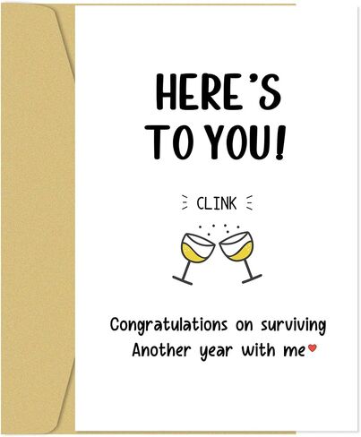 Funny Anniversary Cards for Wife Husband, Humorous Anniversary Card for Him Her, Congratulations On Surviving Another Year With Me in Saudi Arabia