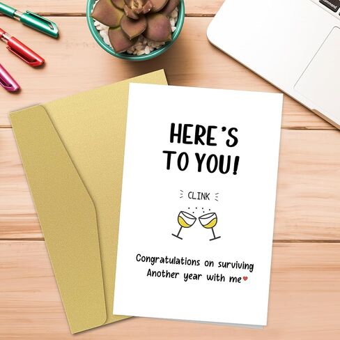 Funny Anniversary Cards for Wife Husband, Humorous Anniversary Card for Him Her, Congratulations On Surviving Another Year With Me in Saudi Arabia