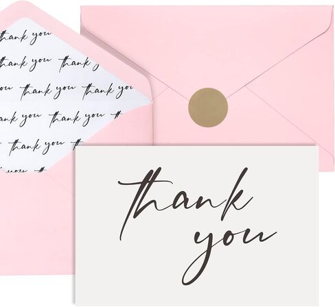 AZAZA 100 Baby Blue Thank You Cards ｗith Envelopes 4x6, Blank Thank You Cards 4 Minimalistic Designs, Baby Shower Thank You Cards with Envelopes, Blue Thank You Note and Gold Stickers for Wedding in Saudi Arabia