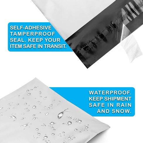 أكياس مظاريف شحن بولي ميلر مع لاصق ذاتي الغلق، حقائب بريدية مقاومة للماء والتمزق [أبيض، 25.4 سم × 33.02 سم، عبوة من 100] in Kuwait