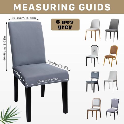 6Pack Dining Room Chair Covers,Stretch Chair Cover,Washable Removable Dining Chair Covers,Parsons Chair Slipcover for Dining Room Home Hotel Kitchen Party Banquet(Black) in Kuwait
