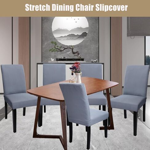 6Pack Dining Room Chair Covers,Stretch Chair Cover,Washable Removable Dining Chair Covers,Parsons Chair Slipcover for Dining Room Home Hotel Kitchen Party Banquet(Black) in Kuwait