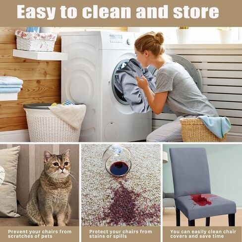 6Pack Dining Room Chair Covers,Stretch Chair Cover,Washable Removable Dining Chair Covers,Parsons Chair Slipcover for Dining Room Home Hotel Kitchen Party Banquet(Black) in Kuwait