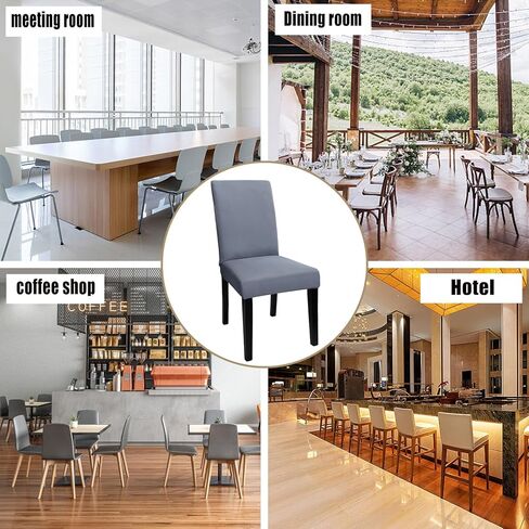 6Pack Dining Room Chair Covers,Stretch Chair Cover,Washable Removable Dining Chair Covers,Parsons Chair Slipcover for Dining Room Home Hotel Kitchen Party Banquet(Black) in Kuwait