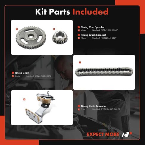 A-Premium Engine Timing Chain Kit W/Tensioner & Sprocket [fits OHV, 6Cyl] Compatible with Ford Mustang 94-04, Freestar, Taurus, E-150 E-250 Econoline & Mercury Monterey & Lincoln Continental & More in Saudi Arabia