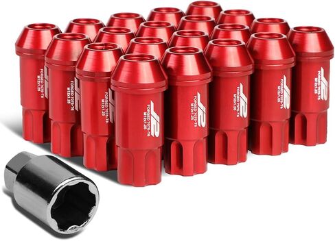 J2 Engineering 20Pcs M12 x 1.25 7075-T6 Aluminum 50mm Open-End Lug Nut w/Socket Key (Black) in Saudi Arabia