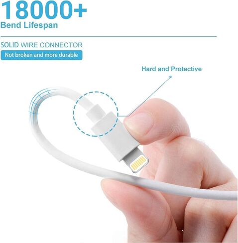 كابل Quntis Lightning معتمد من MFi، 3 حزم كابل Lightning إلى USB-A لشاحن iPhone متوافق مع iPhone 14 Pro Max 13 12 11 Mini Xs XR X 8 Plus 7 Plus 6 Plus 5s SE iPad Pro iPod Airpods in Kuwait