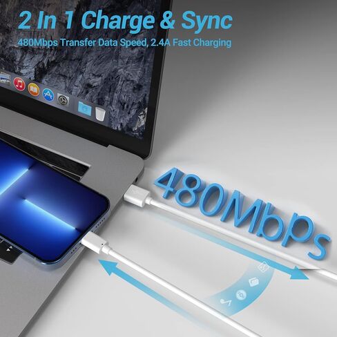 كابل Quntis Lightning معتمد من MFi، 3 حزم كابل Lightning إلى USB-A لشاحن iPhone متوافق مع iPhone 14 Pro Max 13 12 11 Mini Xs XR X 8 Plus 7 Plus 6 Plus 5s SE iPad Pro iPod Airpods in Kuwait