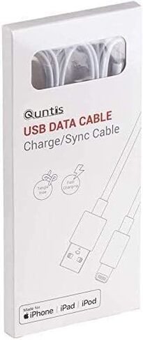 كابل Quntis Lightning معتمد من MFi، 3 حزم كابل Lightning إلى USB-A لشاحن iPhone متوافق مع iPhone 14 Pro Max 13 12 11 Mini Xs XR X 8 Plus 7 Plus 6 Plus 5s SE iPad Pro iPod Airpods in Kuwait