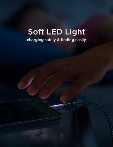 LISEN USB C Cable Fast Charger 3.2A [10FT Extra Long SR], Type C Charger Cable Fast Charging Cord with LED Light, Rubber-Sleeved SR No Bend Compatible with Samsung Galaxy S20/S10/S9/Note 10/9 2 Pack in Saudi Arabia