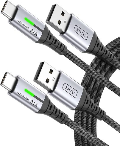 INIU USB C Charger Cable 6.6ft, 3.1A USB A to Type C Fast Charging Cable, Zinc Alloy Braided USB-C Data Cord for iPhone 15 Pro Max Samsung S24 S21 S10 A15 Google Pixel 7 LG V30 Moto, etc. in Saudi Arabia