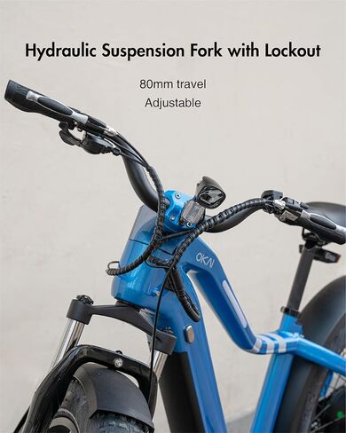 دراجة كهربائية OKAI Ranger، دراجة كهربائية جبلية 28 ميلاً في الساعة للبالغين، عجلة لجميع التضاريس مقاس 26 بوصة، دراجات إلكترونية بإطارات دهنية طويلة المدى للبالغين، محرك 1000 واط، مجموعة نقل الحركة 8 سرعات، للرجال والنساء، إطار من سبائك الألومنيوم in Kuwait