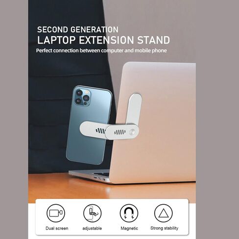 حامل هاتف الكمبيوتر المحمول، حامل هاتف شاشة قابل للتعديل، دعامة توسيع حامل شاشة iPhone، حامل هاتف محمول نحيف قابل للطي لسلسلة iPhone 14/13 / 12 Pro Max/ 12 Pro/ 12 Mini فضي in Saudi Arabia