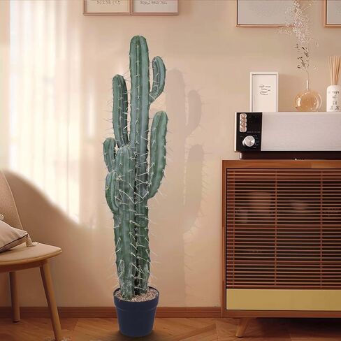 Artificial Cactus 40 Inches Fake Cacti Faux Plant with Black Planter for Home Garden Store Office Floor Decoration in Saudi Arabia
