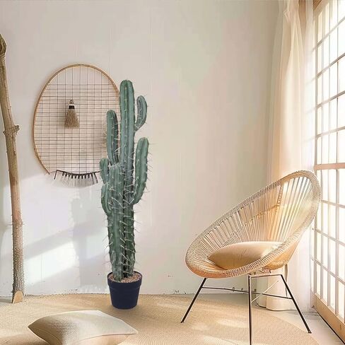 Artificial Cactus 40 Inches Fake Cacti Faux Plant with Black Planter for Home Garden Store Office Floor Decoration in Saudi Arabia