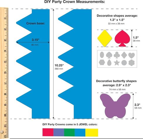 264pcs DIY Party Crown Kit – Makes 12 Princess King Children's Party Crowns, US Made HAPPY Colored Card Stock Easy Punch Out Craft for Royal Themed Birthday Party, Play Dates, Children's Theater Plays in Kuwait