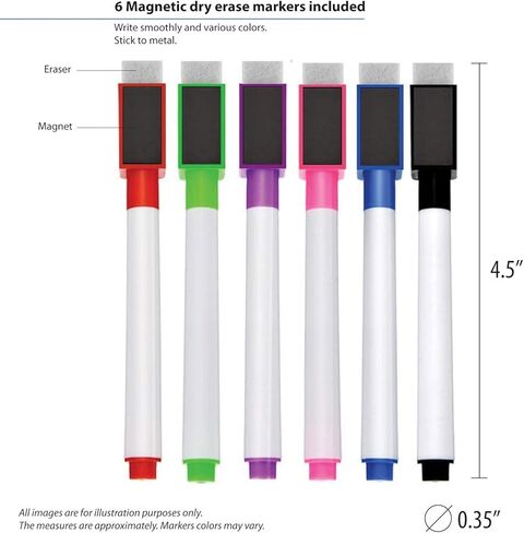 ديكي سبورة بيضاء مغناطيسية قابلة للمسح الجاف 17x11. + 6 قلم ممحاة جاف مع ممحاة للأدوات المكتبية للتقويم المنزلي للمدرسة. لوحة بيضاء للحوائط الجافة والثلاجة والثلاجة وألواح بيضاء صغيرة/كبيرة للثلاجة in Kuwait