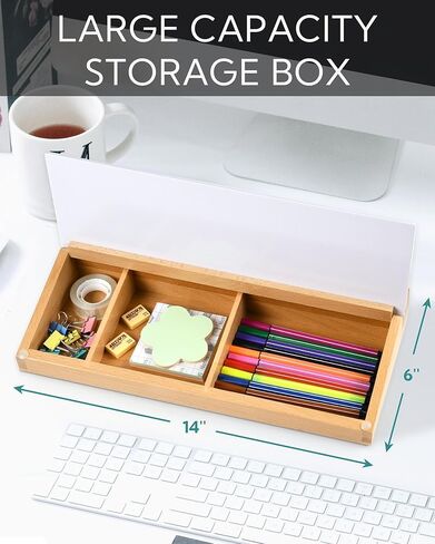 Desk Whiteboard, Glass Desktop Dry Erase Board with Wooden Storage Box, Computer Keyboard Stand with Drawer for Home Office Accessories Supplies Organizer, 2 Markers with Eraser Included in Kuwait