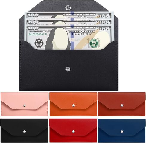 6 Pcs Money Cash Envelopes Bag Reusable Cash Envelope Wallet PU Leather Envelope Waterproof Budget Money Pouch Binder Organizer for Wedding Birthday Graduation Holiday Festival (Retro Color) in Saudi Arabia