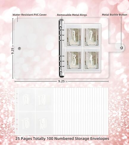 حافظة التحدي 100 مغلف من Ospelelf، حافظة الميزانية لتوفير المال مع مظاريف نقدية، ملصقات، أجهزة تتبع التحدي in Kuwait