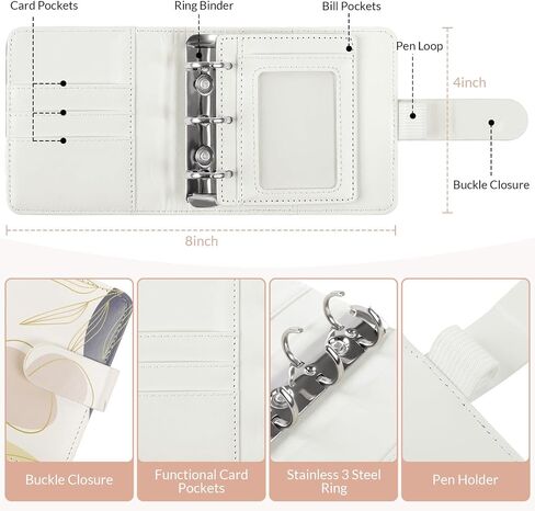 A8 Money Saving Binder, Mini Budget Binder Wallet with 8 Cash Envelopes & 12 Budget Sheets, PU Savings Binder with 2 Gold Stickers for Budgeting and Organizing, Black in Saudi Arabia