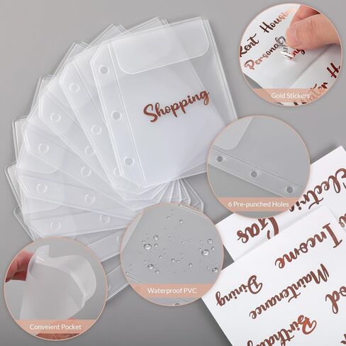 A8 Money Saving Binder, Mini Budget Binder Wallet with 8 Cash Envelopes & 12 Budget Sheets, PU Savings Binder with 2 Gold Stickers for Budgeting and Organizing, Black in Saudi Arabia