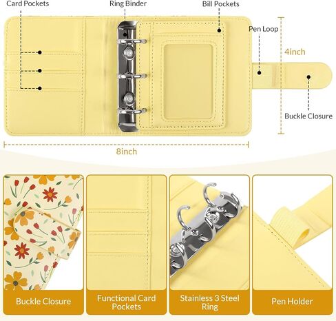 A8 Money Saving Binder, Mini Budget Binder Wallet with 8 Cash Envelopes & 12 Budget Sheets, PU Savings Binder with 2 Gold Stickers for Budgeting and Organizing, Black in Saudi Arabia
