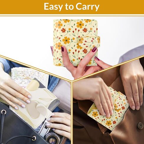 A8 Money Saving Binder, Mini Budget Binder Wallet with 8 Cash Envelopes & 12 Budget Sheets, PU Savings Binder with 2 Gold Stickers for Budgeting and Organizing, Black in Saudi Arabia