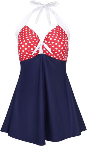 HDE Women's One Piece Swimdress Plus Size Tummy Control Boy Short Retro Swimsuit in Saudi Arabia