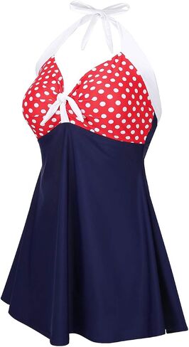 HDE Women's One Piece Swimdress Plus Size Tummy Control Boy Short Retro Swimsuit in Saudi Arabia