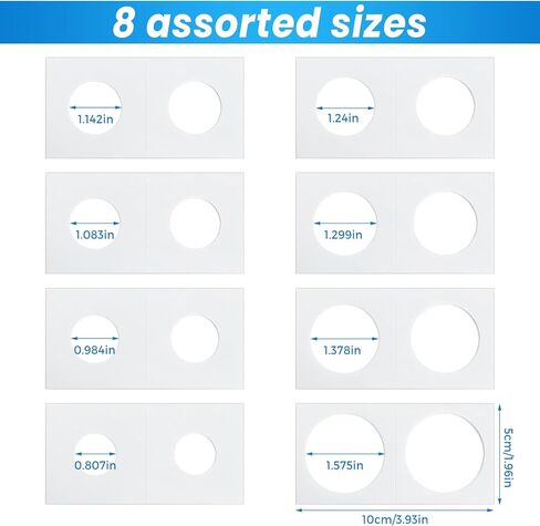 400 قطعة 8 أحجام متنوعة من حامل العملات المعدنية من الورق المقوى، مستلزمات جمع العملات المعدنية، حامل العملات 2 × 2 بوصة لجمع العملات المعدنية in Kuwait