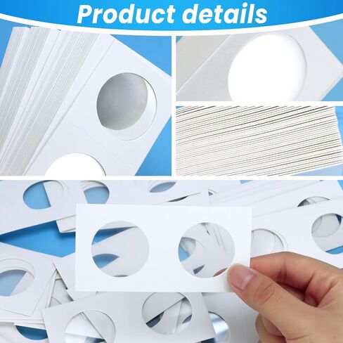 400 قطعة 8 أحجام متنوعة من حامل العملات المعدنية من الورق المقوى، مستلزمات جمع العملات المعدنية، حامل العملات 2 × 2 بوصة لجمع العملات المعدنية in Kuwait