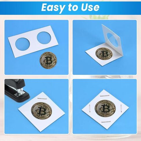 400 قطعة 8 أحجام متنوعة من حامل العملات المعدنية من الورق المقوى، مستلزمات جمع العملات المعدنية، حامل العملات 2 × 2 بوصة لجمع العملات المعدنية in Kuwait