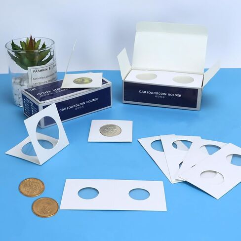 400 قطعة 8 أحجام متنوعة من حامل العملات المعدنية من الورق المقوى، مستلزمات جمع العملات المعدنية، حامل العملات 2 × 2 بوصة لجمع العملات المعدنية in Kuwait