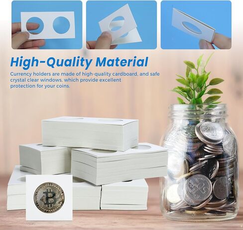400 قطعة 8 أحجام متنوعة من حامل العملات المعدنية من الورق المقوى، مستلزمات جمع العملات المعدنية، حامل العملات 2 × 2 بوصة لجمع العملات المعدنية in Kuwait