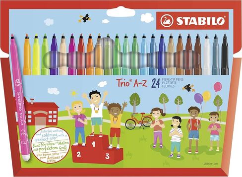 STABILO Fibre-Tip Pen with Triangular Grip Zone Trio A-Z - Pack of 24 - Assorted Colours including 4 Neon Colours in Kuwait