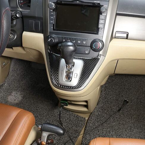 لهوندا CRV 2007 20018 2009 2010 2011 ملصق ثلاثي الأبعاد للسيارة من ألياف الكربون الحقيقية وحدة التحكم المركزية الداخلية غطاء لوحة تغيير السرعات ملحقات السيارة الداخلية in Saudi Arabia