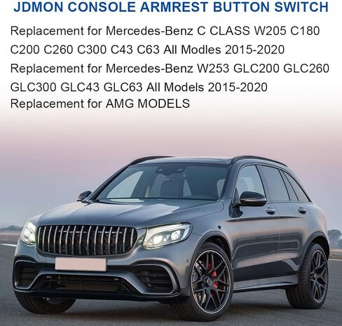 استبدال زر تحرير مسند ذراع وحدة التحكم المركزية الأمامية JDMON لسيارة Mercedes-Benz W205 C300/C63 AMG S/C350e/GLC300/C63 AMG 2015-2019، C43 AMG/GLC43 AMG/GLC350e 2017-2019 يستبدل 2056803711 A2056803407 in Saudi Arabia